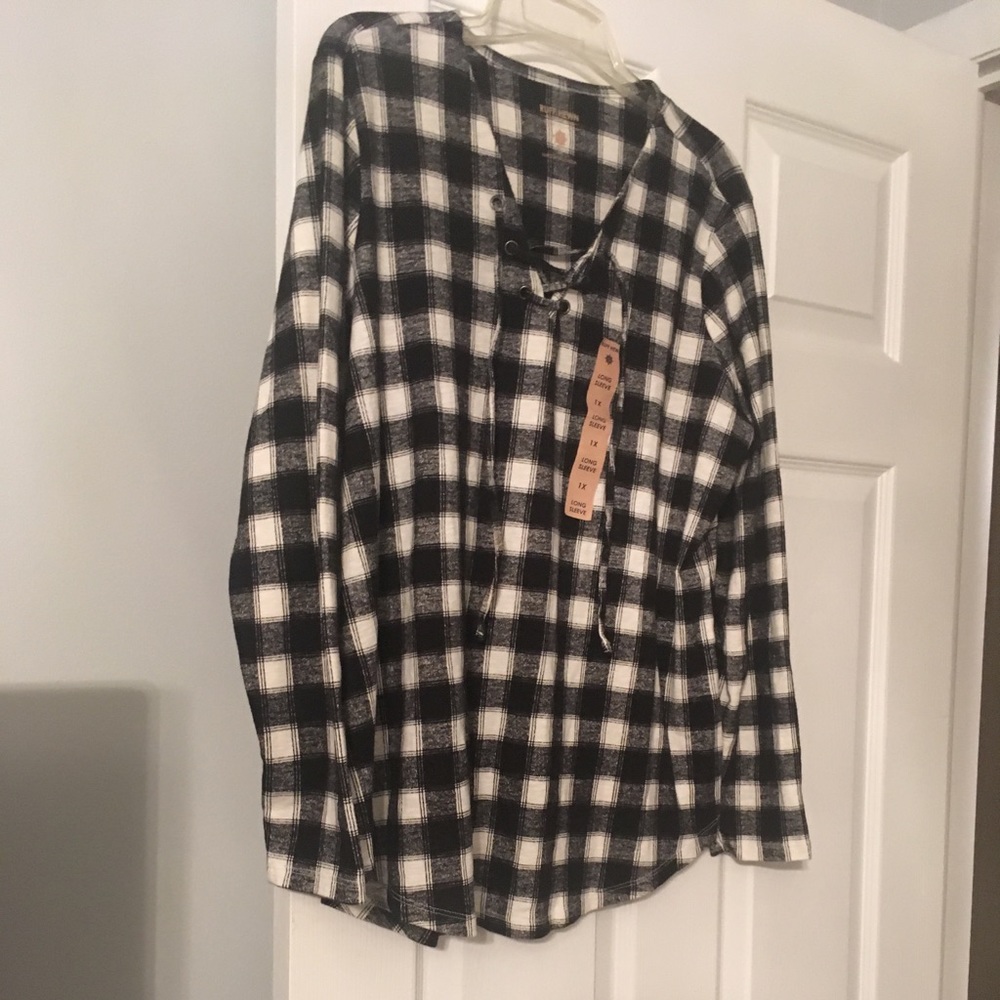 Flannel lace up front shirt